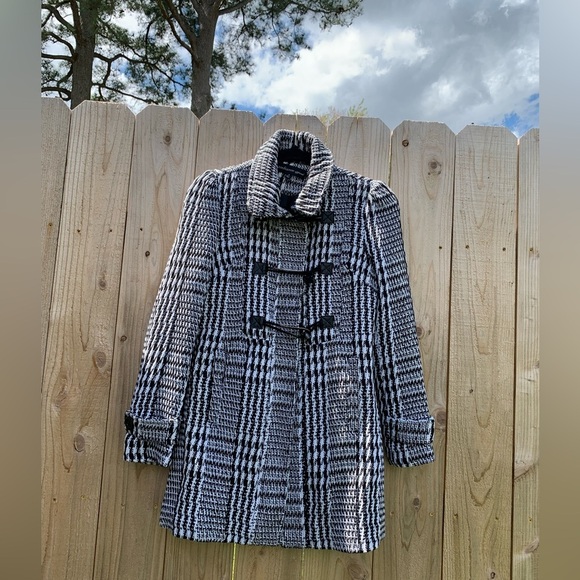 Ambiance Apparel Multi Color Blck/White Long Sleeve Blazer Jacket Sz small tweed - Picture 3 of 8